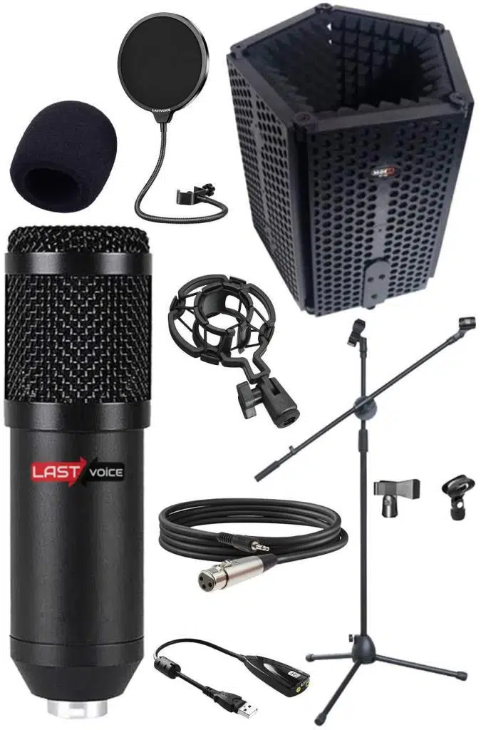 Lastvoice BM800PF Mikrofon Yalıtım Paneli Stand Filtre Shock Mount Set Lastvoice BM800PF Mikrofon Yalıtım Paneli Stand Filtre Shock Mount Set