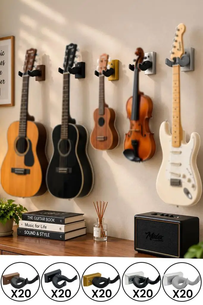 Lastvoice EDS-666-100X Kaliteli 100'lü Enstrüman Duvar Askısı Standı Aparatı Toptan Paket-2 (Gitar, Ukulele, Keman, Bağlama Uyumlu)