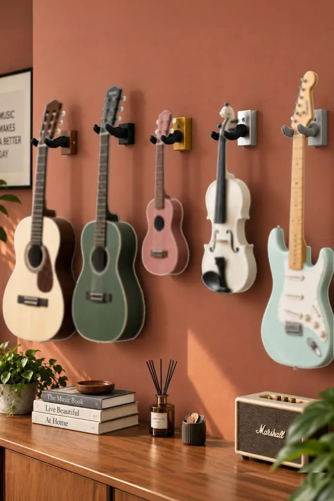 Lastvoice EDS-666-5X Kaliteli 5'li Enstrüman Duvar Askısı Standı Aparatı Seti (Gitar, Ukulele, Keman, Bağlama Uyumlu)