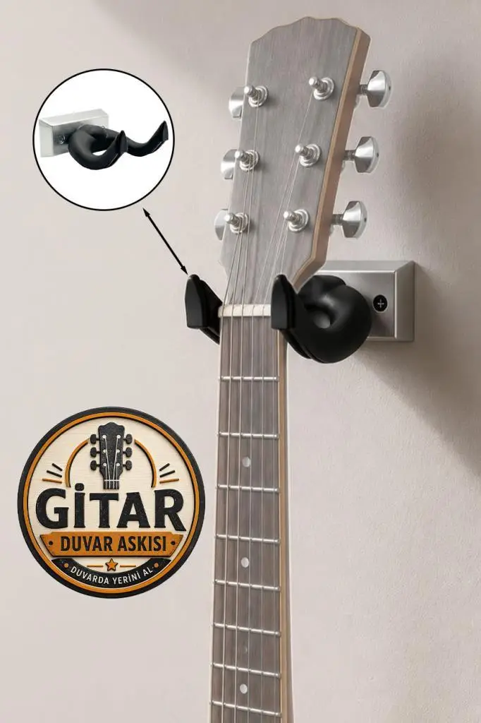 Lastvoice GDS-666SL Kaliteli Gitar Duvar Askısı Standı Aparatı Gümüş