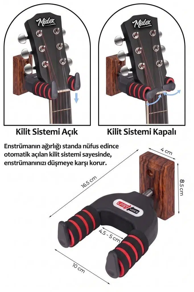 Lastvoice GPR-653X 2'Lİ SET Üst Kalite Gitar Duvar Askısı Standı Aparatı (2 Adet)