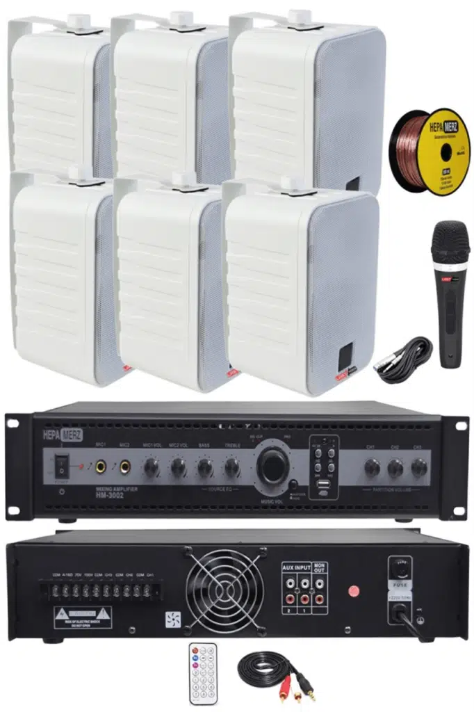 Lastvoice High Voice Paket-3 Bölgeli Anfi ve Duvar Hoparlör Ses Anons Sistemi Seti
