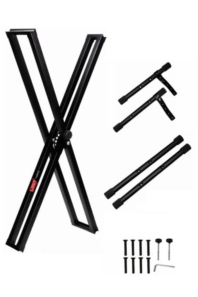 Lastvoice Ks-04D Çift Profilli 7 Kademeli Üst Segment Org Sehpası Standı Ayağı (Sabitleme Kayışlı)