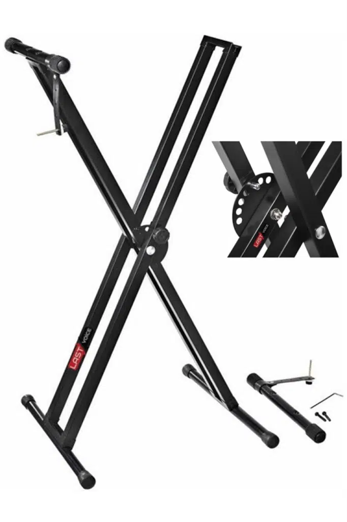 Lastvoice Ks-04D Çift Profilli 7 Kademeli Üst Segment Org Sehpası Standı Ayağı (Sabitleme Kayışlı)