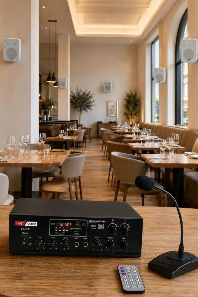 Lastvoice Large Paket-4 Hoparlör ve Anfi Anons Ses Sistemi Seti