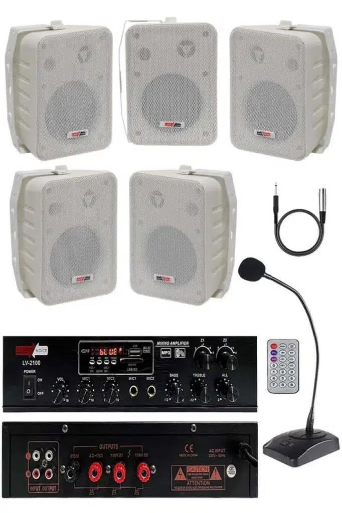 Lastvoice Large Paket-4 Hoparlör ve Anfi Anons Ses Sistemi Seti