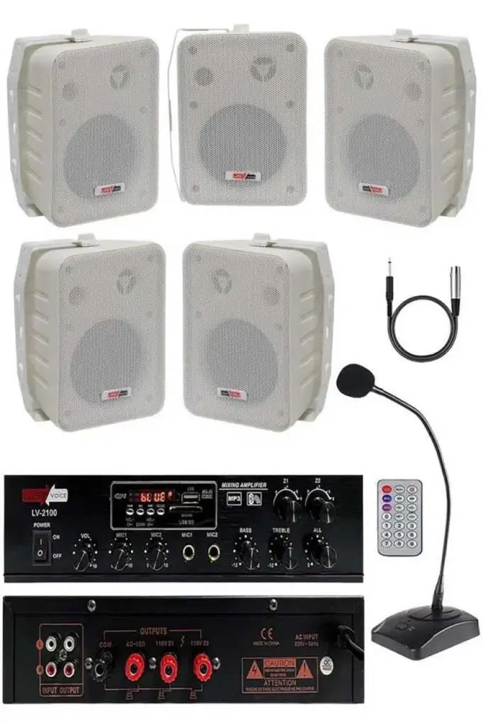 Lastvoice Large Paket-4 Hoparlör ve Anfi Anons Ses Sistemi Seti