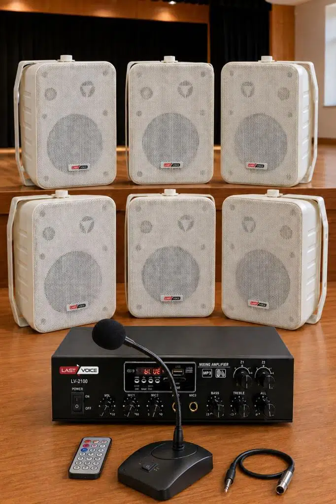 Lastvoice Large Paket-5 Hoparlör ve Anfi Anons Ses Sistemi Seti