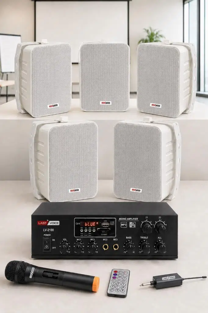 Lastvoice Large Plus Paket-4 Hoparlör ve Anfi Anons Ses Sistemi Seti Lastvoice Large Plus Paket-4 Hoparlör ve Anfi Anons Ses Sistemi Seti