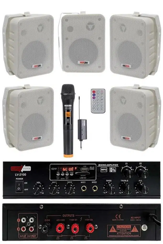 Lastvoice Large Plus Paket-4 Hoparlör ve Anfi Anons Ses Sistemi Seti Lastvoice Large Plus Paket-4 Hoparlör ve Anfi Anons Ses Sistemi Seti