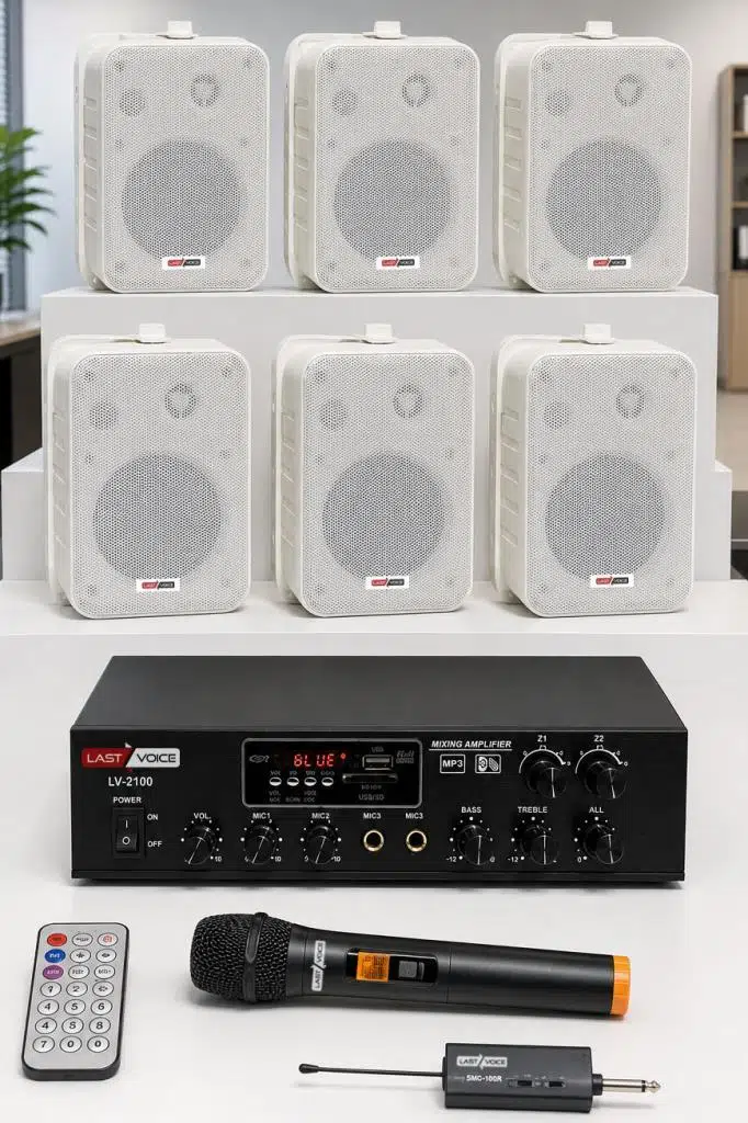 Lastvoice Large Plus Paket-5 Hoparlör ve Anfi Anons Ses Sistemi Seti Lastvoice Large Plus Paket-5 Hoparlör ve Anfi Anons Ses Sistemi Seti
