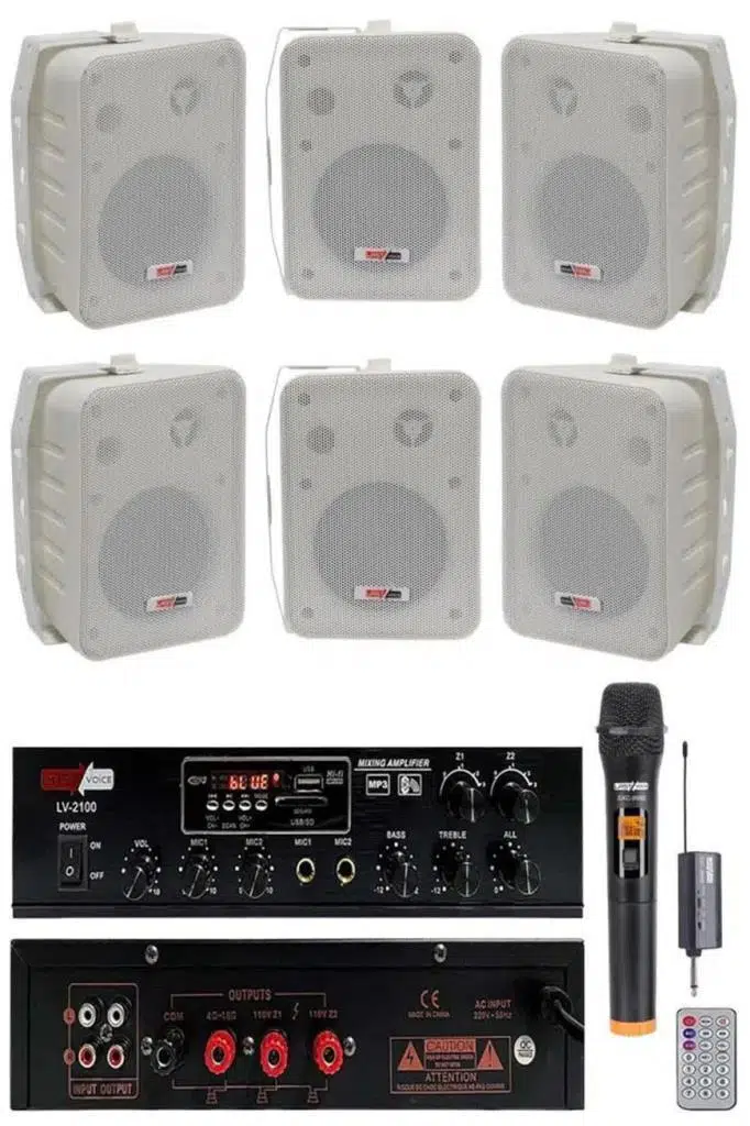Lastvoice Large Plus Paket-5 Hoparlör ve Anfi Anons Ses Sistemi Seti Lastvoice Large Plus Paket-5 Hoparlör ve Anfi Anons Ses Sistemi Seti