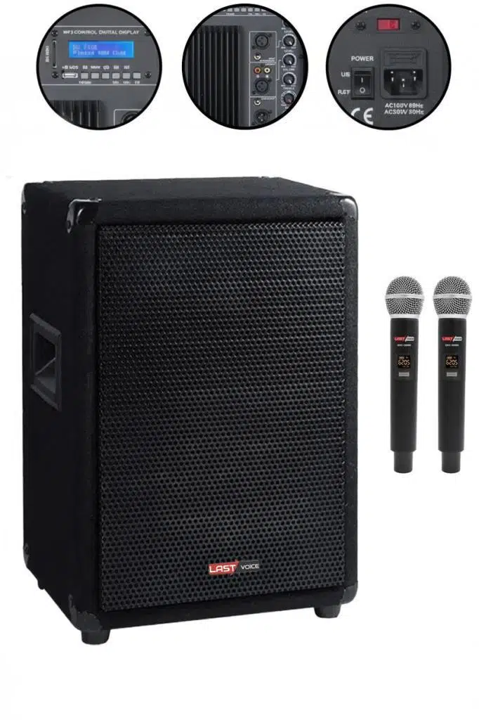 Lastvoice LPS-08MA Mikrofonlu Portatif Ahşap Kabin Hoparlör 8 İnç 450W