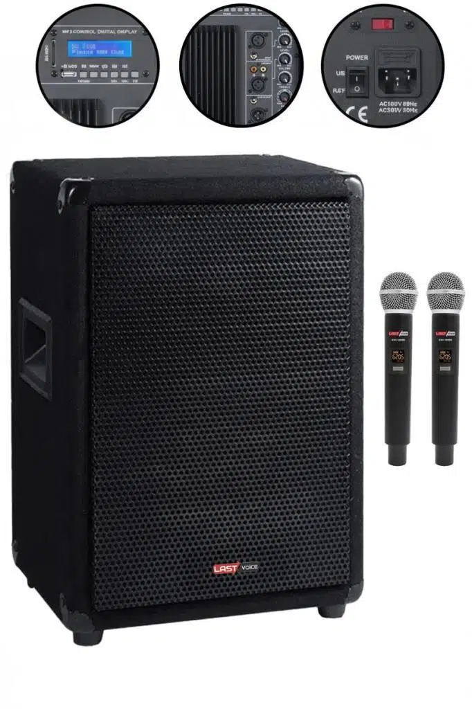 Lastvoice LPS-10MA Mikrofonlu Portatif Ahşap Kabin Hoparlör 10 İnç 600W