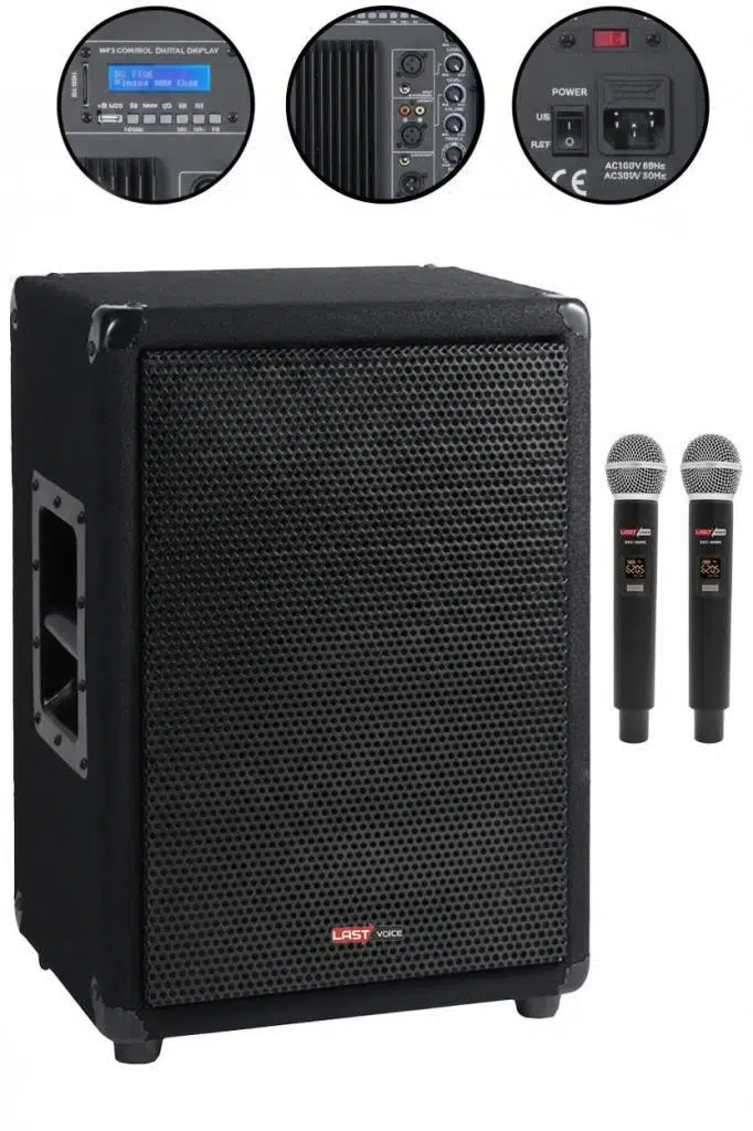 Lastvoice LPS-12MA Mikrofonlu Portatif Ahşap Kabin Hoparlör 12 İnç 800W