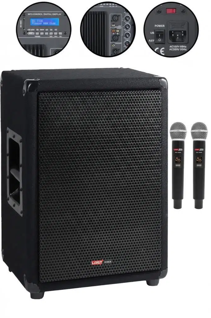 Lastvoice LPS-15MA Mikrofonlu Portatif Ahşap Kabin Hoparlör 15 İnç 1000W