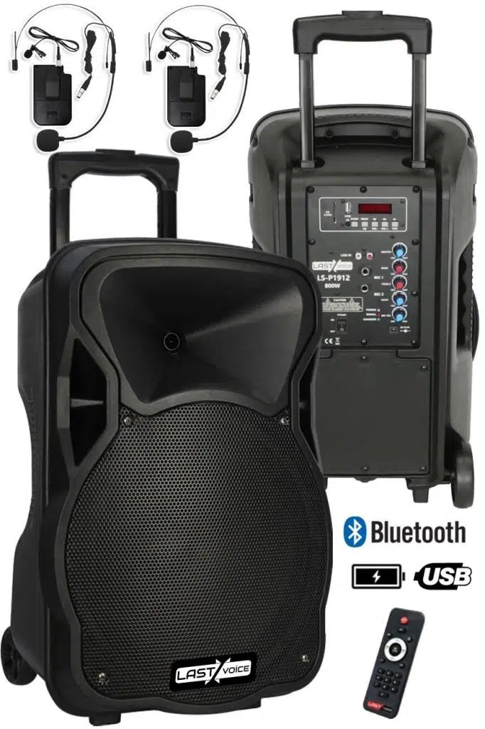 Lastvoice LS-P1912HH Portatif Taşınabilir 2'li Headset Mikrofonlu Seyyar Ses Sistemi 12 İNÇ 800 WATT