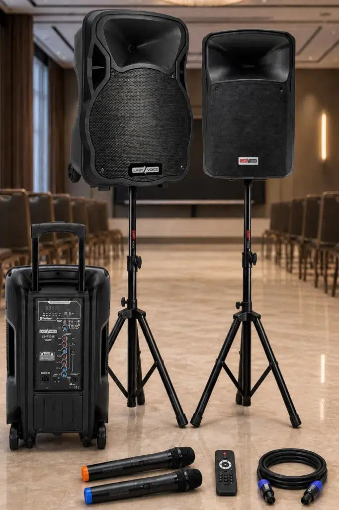 Lastvoice LS-P1915EE-PAK Portatif Taşınabilir Şarjlı Ses Sistemi Aktif + Pasif Set (1200W + 800W) Lastvoice LS-P1915EE-PAK Portatif Taşınabilir Şarjlı Ses Sistemi Aktif + Pasif Set (1200W + 800W)