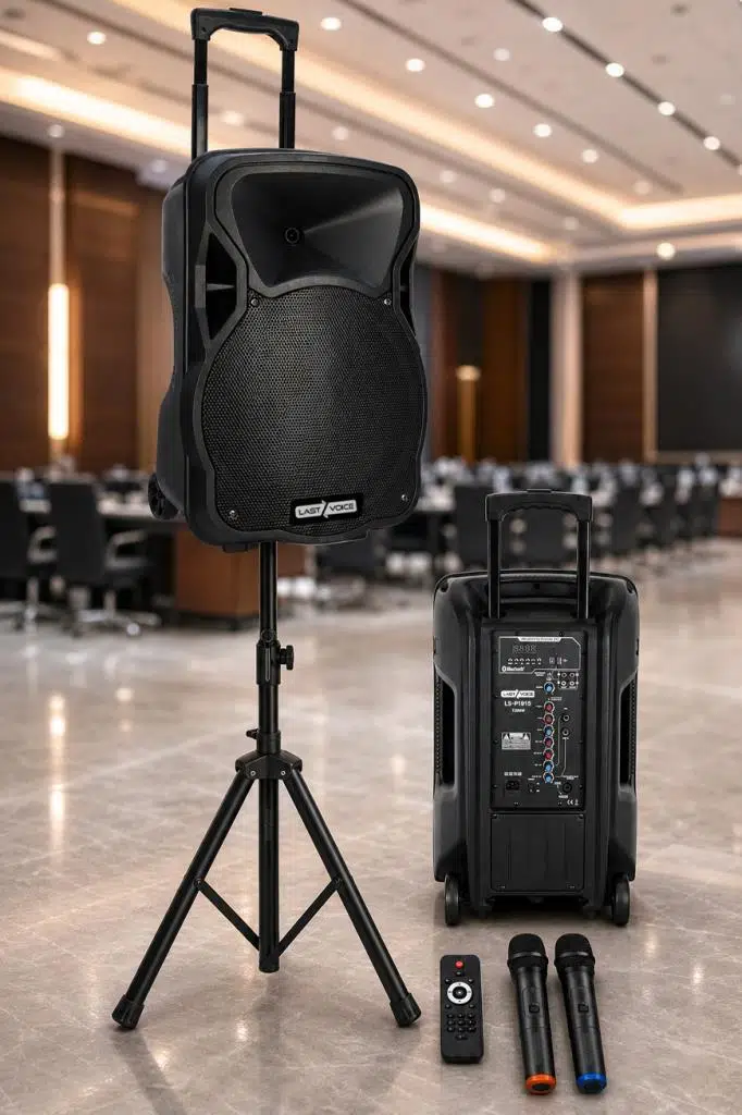 Lastvoice LS-P1915EE-ST Portatif Taşınabilir Mikrofonlu Stantlı Seyyar Ses Sistemi 15 İNÇ 1200 WATT