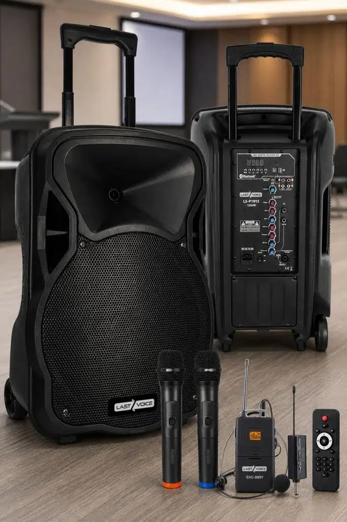 Lastvoice LS-P1915EX Portatif Taşınabilir 3 Mikrofonlu Seyyar Ses Sistemi 15 İNÇ 1200 WATT