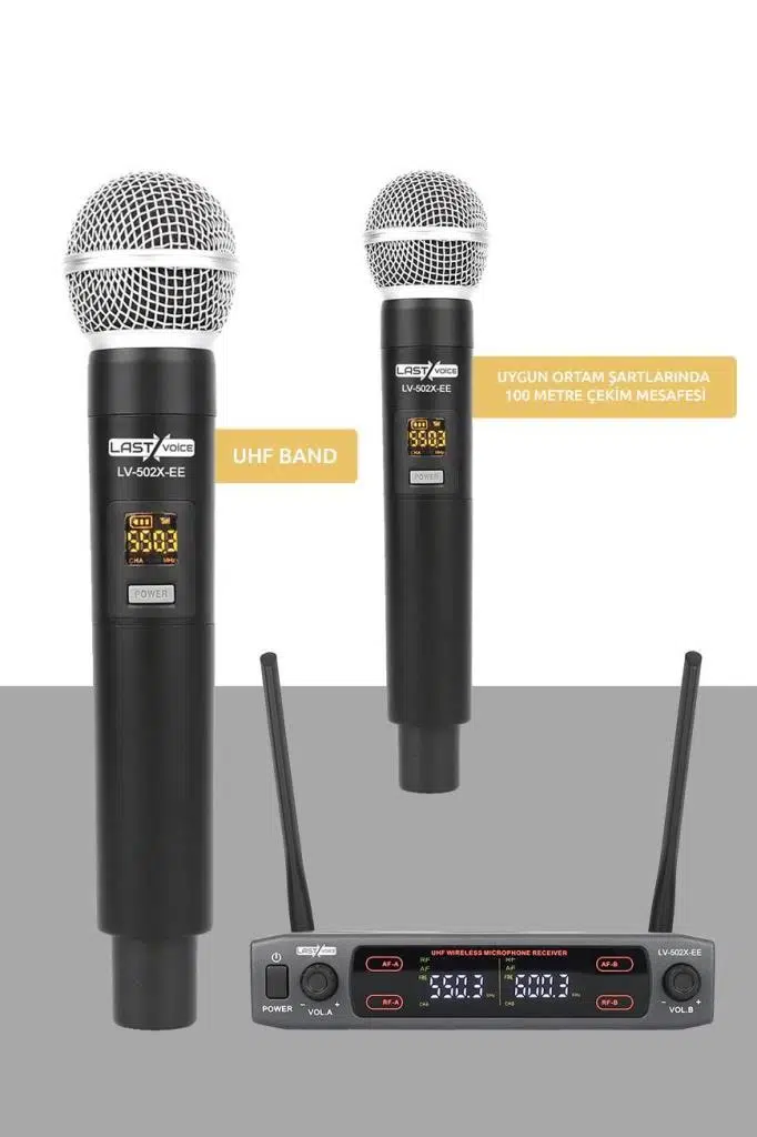 Lastvoice Lv-502EE UHF Dijital 2x30 Kanal Çiftli EL Telsiz Kablosuz Mikrofon Lastvoice Lv-502EE UHF Dijital 2x30 Kanal Çiftli EL Telsiz Kablosuz Mikrofon