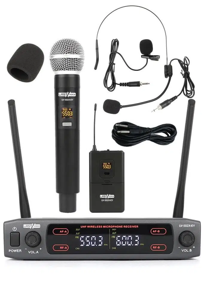 Lastvoice Lv-502EY UHF Dijital 2x30 Kanal Çiftli EL Yaka Headset Telsiz Kablosuz Mikrofon Lastvoice Lv-502EY UHF Dijital 2x30 Kanal Çiftli EL Yaka Headset Telsiz Kablosuz Mikrofon