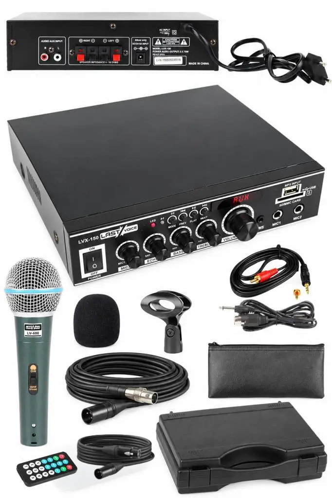 Lastvoice Lvx-150MİC Mikrofonlu Stereo Anfi Amfi 2x75 Watt Bluetooth Usb-Sd 220V/12V