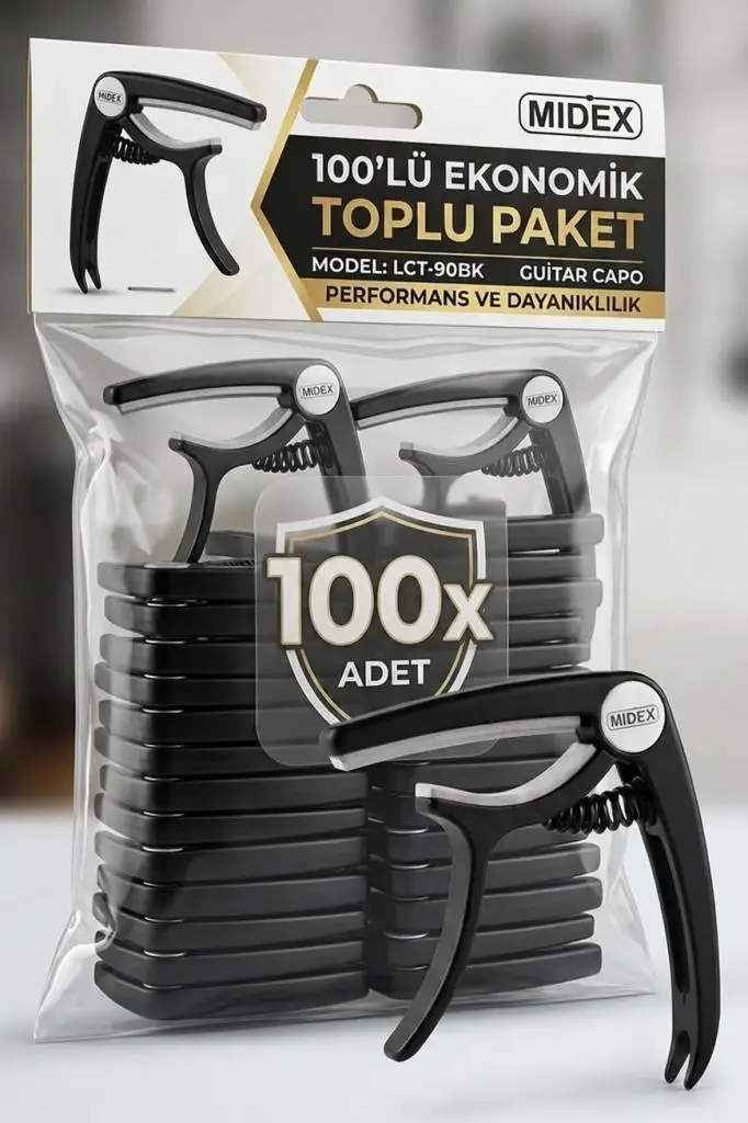 Lastvoice Midex LCT-90BK-100X Kapo 100'lü Toptan Capo Gitar Bağlama