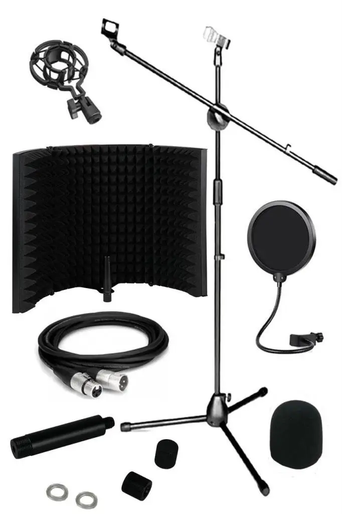 Lastvoice PF-50B Mikrofon Ses Yalıtım Paneli + Stand Kablo Filtre Seti