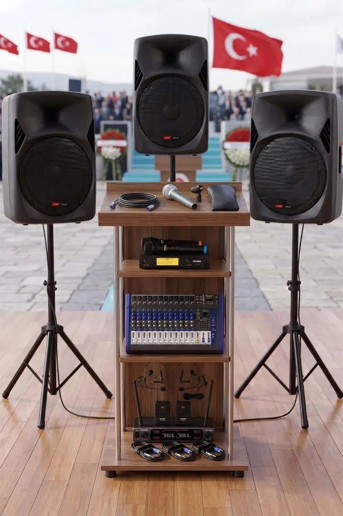 Lastvoice School Paket-3 Okul Tören Ses Sistemi Full Set (Hoparlör Anfi Mikrofon Stand)