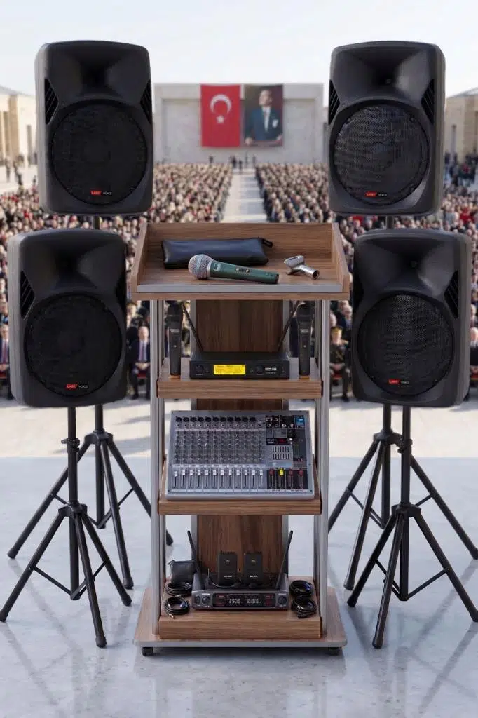 Lastvoice School Paket-4 Okul Tören Ses Sistemi Full Set (Hoparlör Anfi Mikrofon Stand)