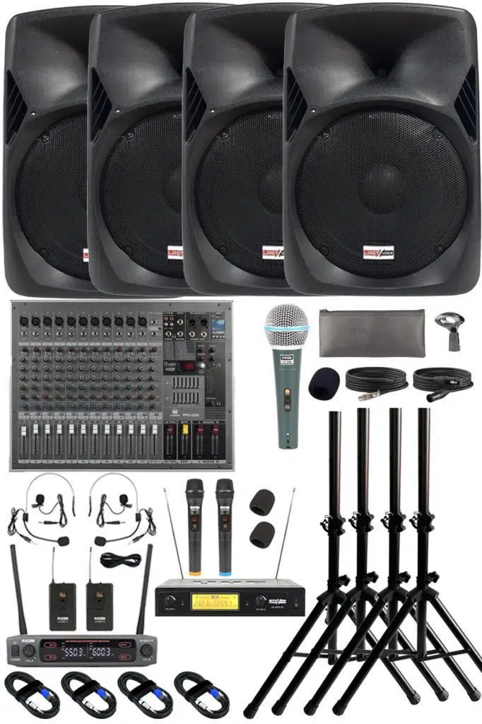 Lastvoice School Paket-4 Okul Tören Ses Sistemi Full Set (Hoparlör Anfi Mikrofon Stand)