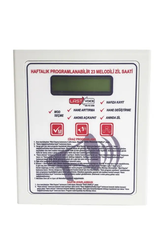 Lastvoice ZS-10 Programlanabilir Okul Zil Saati 23 Melodi (Haftalık Programlı)
