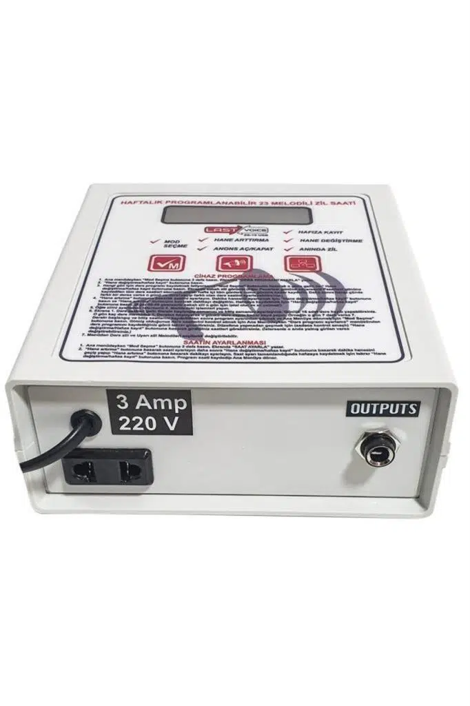 Lastvoice ZS-10 Programlanabilir Okul Zil Saati 23 Melodi (Haftalık Programlı)