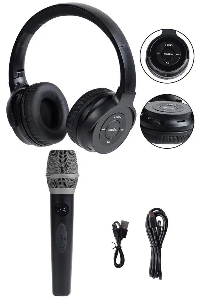 Martino MT-312 Kablosuz Mikrofon Referans Kulaklık Karaoke Seti TWS Özellikli Martino MT-312 Kablosuz Mikrofon Referans Kulaklık Karaoke Seti TWS Özellikli