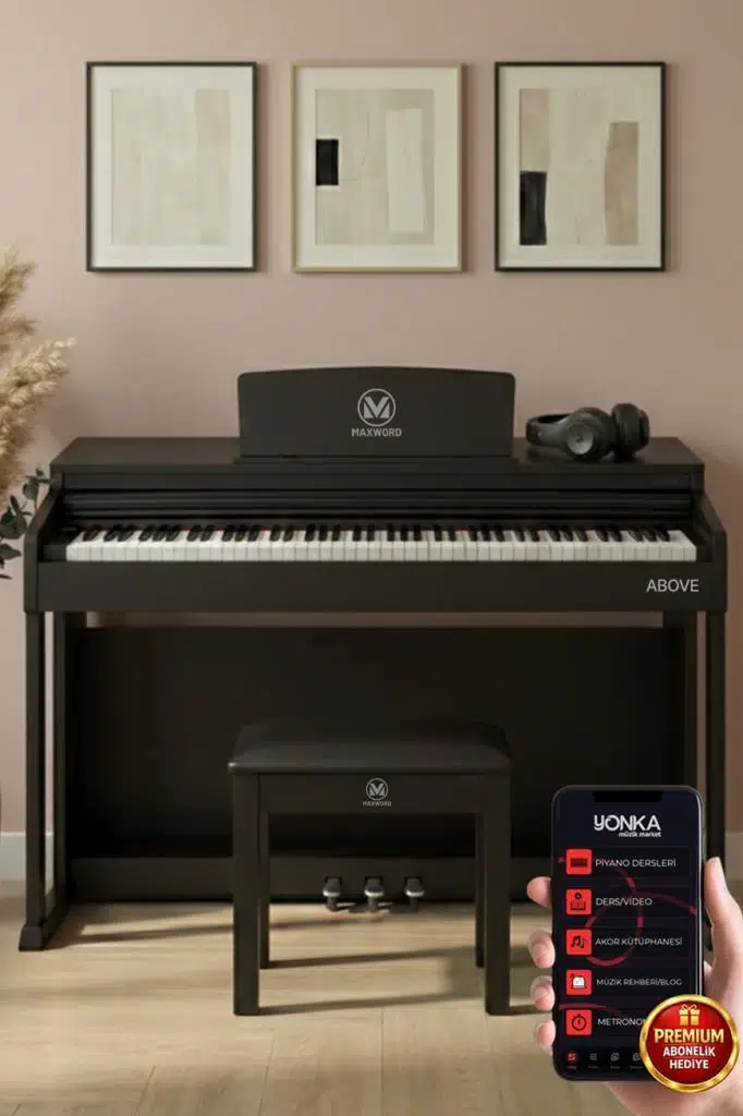 Maxword ABOVE Yüksek Kaliteli Hammer Action 88 Tuşlu Dijital Piyano (Siyah)