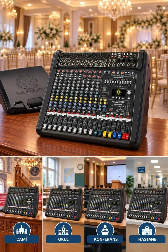 Maxword CMS-1000-3 Mixer 10 Kanal Analog Kompakt Power Mikser
