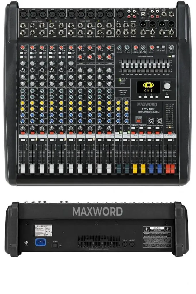 Maxword CMS-1000-3 Mixer 10 Kanal Analog Kompakt Power Mikser