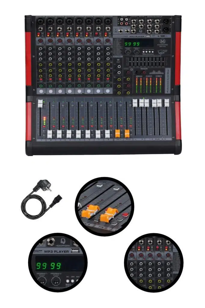 Maxword DC08-PRO 2x99 DSP Efekt Ses Mikseri 8 Kanal Deck Mixer Maxword DC08-PRO 2x99 DSP Efekt Ses Mikseri 8 Kanal Deck Mixer
