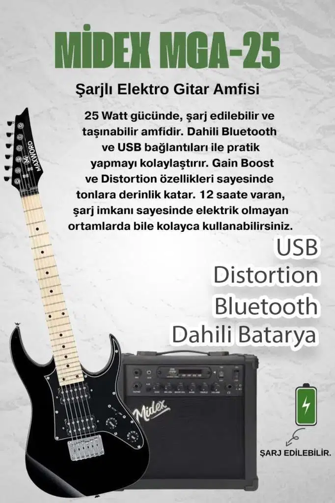 Maxword DE-150BK-25AMP Maple Klavye HH Yüksek Kaliteli 25W Amfili Elektro Gitar Seti Maxword DE-150BK-25AMP Maple Klavye HH Yüksek Kaliteli 25W Amfili Elektro Gitar Seti