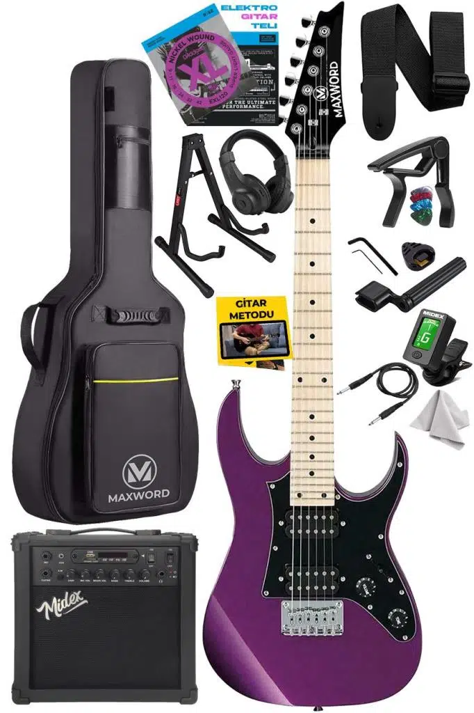 Maxword DE-150PU-25AMP Maple Klavye HH Yüksek Kaliteli 25W Amfili Elektro Gitar Seti Maxword DE-150PU-25AMP Maple Klavye HH Yüksek Kaliteli 25W Amfili Elektro Gitar Seti