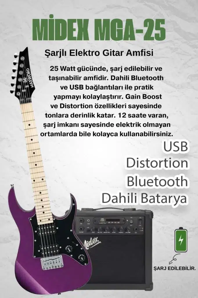 Maxword DE-150PU-25AMP Maple Klavye HH Yüksek Kaliteli 25W Amfili Elektro Gitar Seti Maxword DE-150PU-25AMP Maple Klavye HH Yüksek Kaliteli 25W Amfili Elektro Gitar Seti