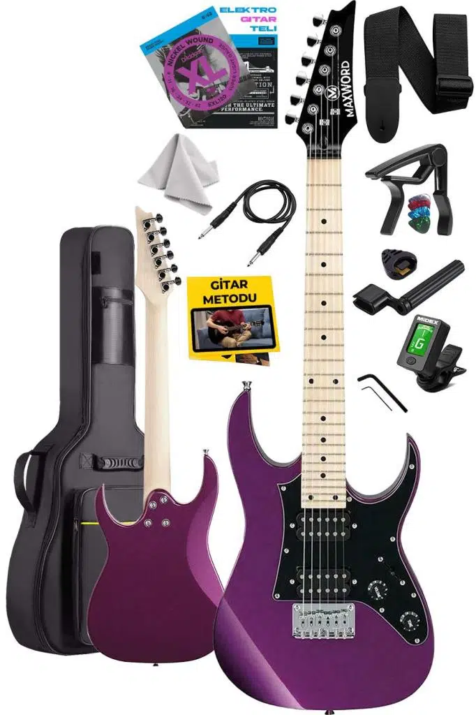 Maxword DE-150PU Maple Klavye HH Manyetik Yüksek Kaliteli Elektro Gitar Seti