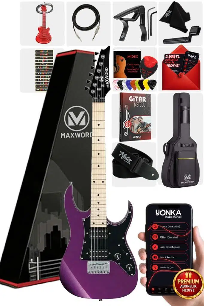 Maxword DE-150PU Maple Klavye HH Manyetik Yüksek Kaliteli Elektro Gitar Seti Maxword DE-150PU Maple Klavye HH Manyetik Yüksek Kaliteli Elektro Gitar Seti