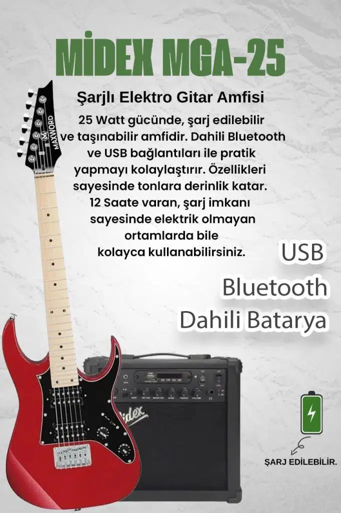 Maxword DE-150RD-25AMP Maple Klavye HH Yüksek Kaliteli 25W Amfili Elektro Gitar Seti Maxword DE-150RD-25AMP Maple Klavye HH Yüksek Kaliteli 25W Amfili Elektro Gitar Seti