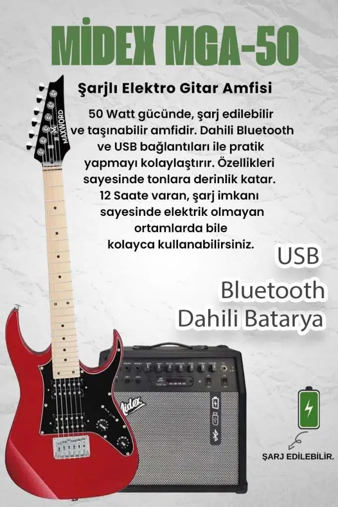 Maxword DE-150RD-50AMP Maple Klavye HH Yüksek Kaliteli 50W Amfili Elektro Gitar Seti Maxword DE-150RD-50AMP Maple Klavye HH Yüksek Kaliteli 50W Amfili Elektro Gitar Seti