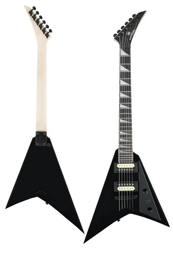 Maxword DG-28BK-50AMP V Kasa Gül Klavye 2x Zebra Humbucker Manyetik 50W Amfili Elektro Gitar