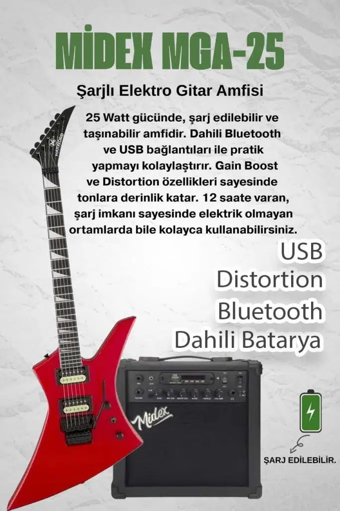 Maxword DG-34RD-25AMP Kelly Kasa Floyde Rose 2x Zebra HH Manyetik 25W Amfili Elektro Gitar Maxword DG-34RD-25AMP Kelly Kasa Floyde Rose 2x Zebra HH Manyetik 25W Amfili Elektro Gitar