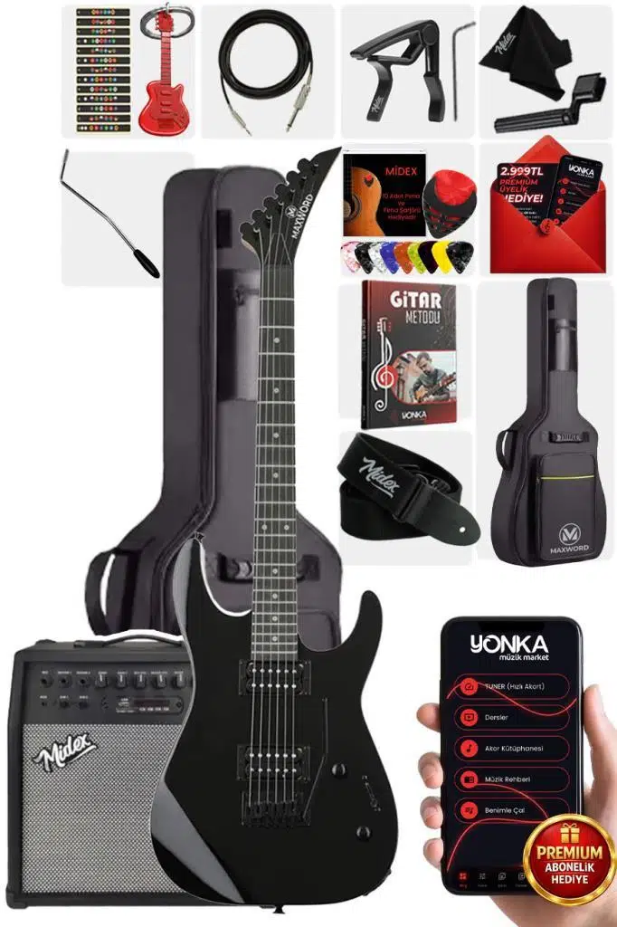 Maxword Grade-50AMP Black Rosewood Yüksek Kalite 50W Amfili Elektro Gitar Maxword Grade-50AMP Black Rosewood Yüksek Kalite 50W Amfili Elektro Gitar
