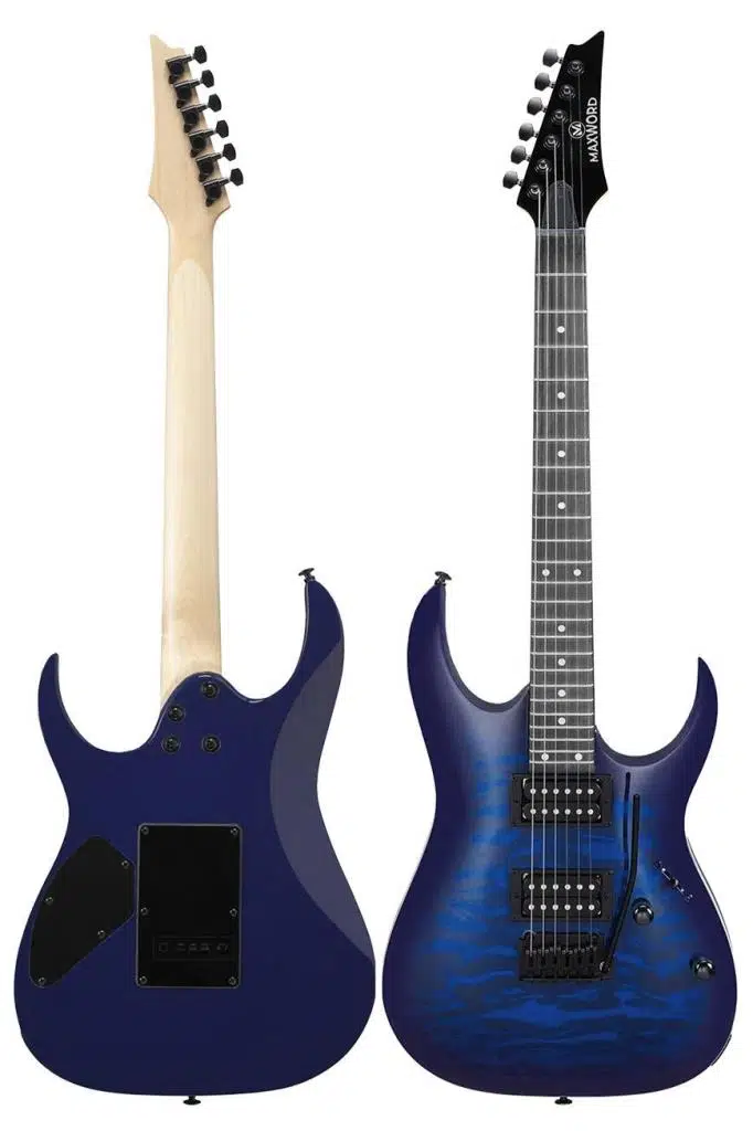 Maxword Grade Blue Rosewood Klavye HH Yüksek Kaliteli Elektro Gitar